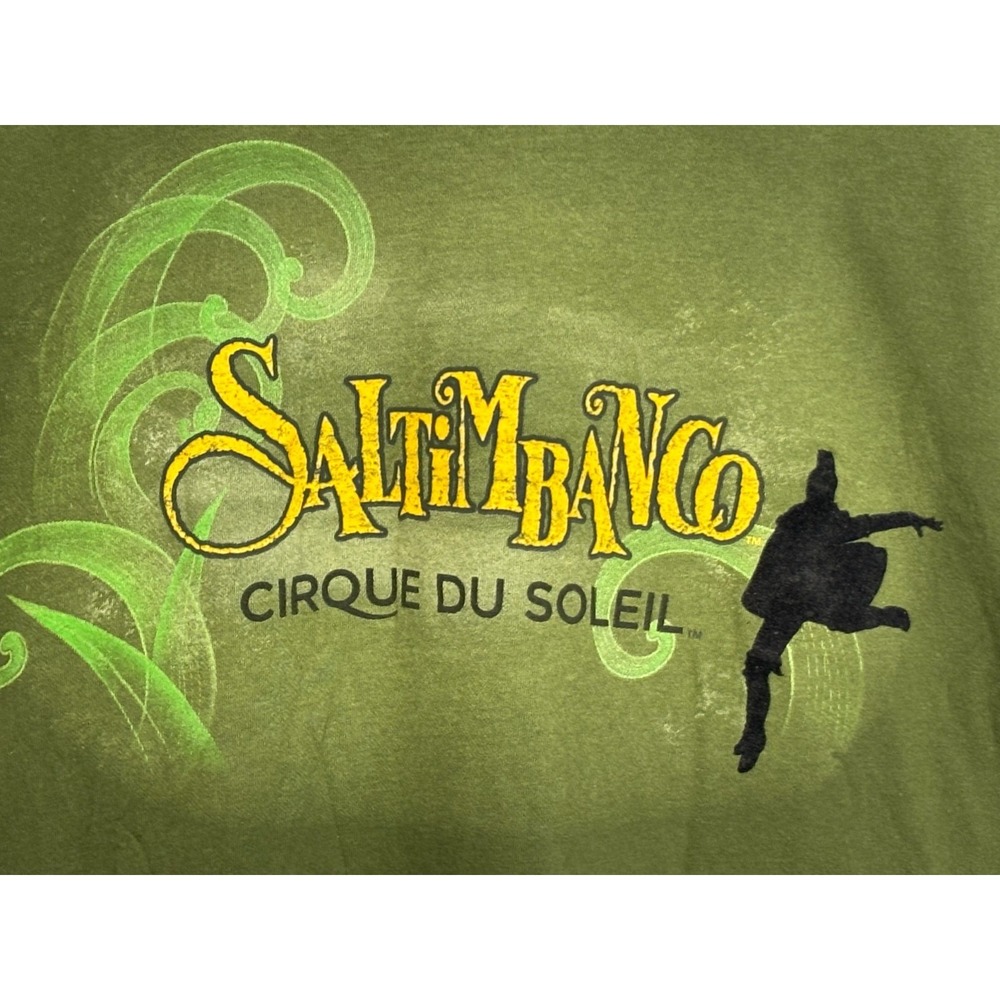 Saltimbanco T-Shirt Mens Green Graphic Crew Neck Medium Vintage Cirque Du Soleil